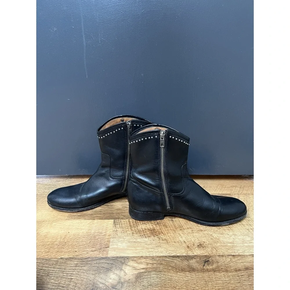 Frye Melissa Studded Short Black Leather Boots Size 8